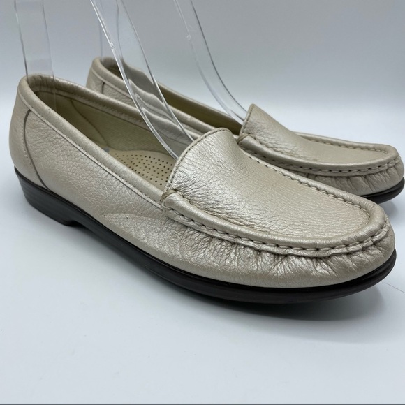 SAS Simplify Lusso Gold Loafers Flats Loafers Moc Tripad Comfort Leather Size 7N - Picture 6 of 16